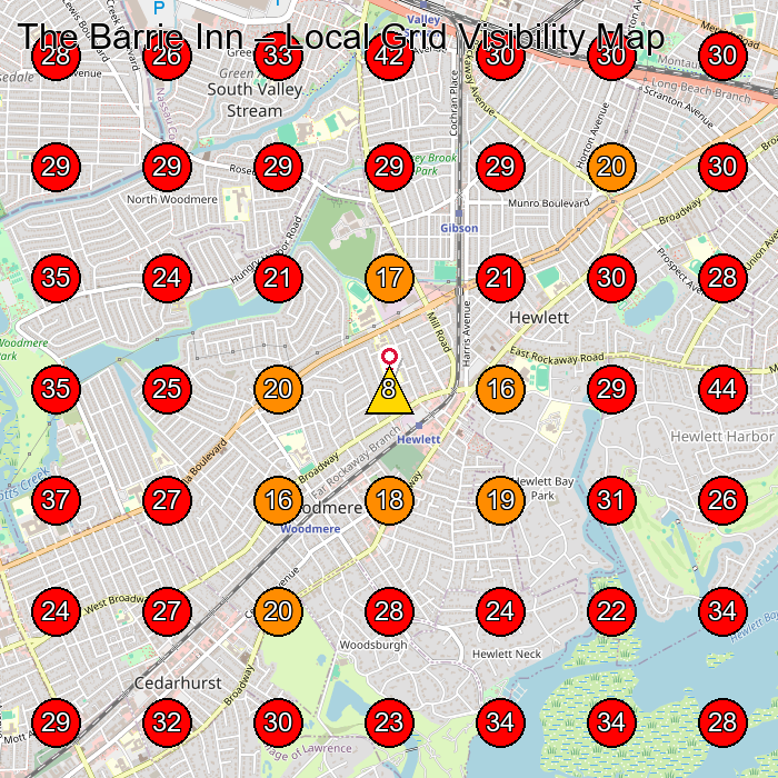 The Barrie Inn GeoGrid visibility map for Animal Hospital in Hewlett
